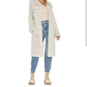 Free People Oversized Wool Blend Duster Length Sweater Cardigan XS Cabincore